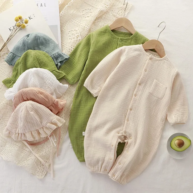 Stylish Comfortable Muslin Romper Set