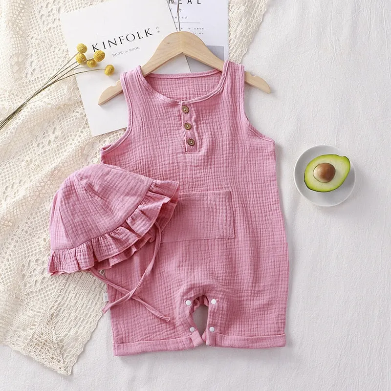 Stylish Comfortable Muslin Romper Set