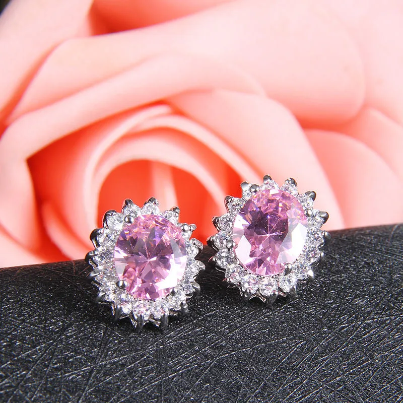 Stylish CZ Crystal Flower Style Stud - 4 colors