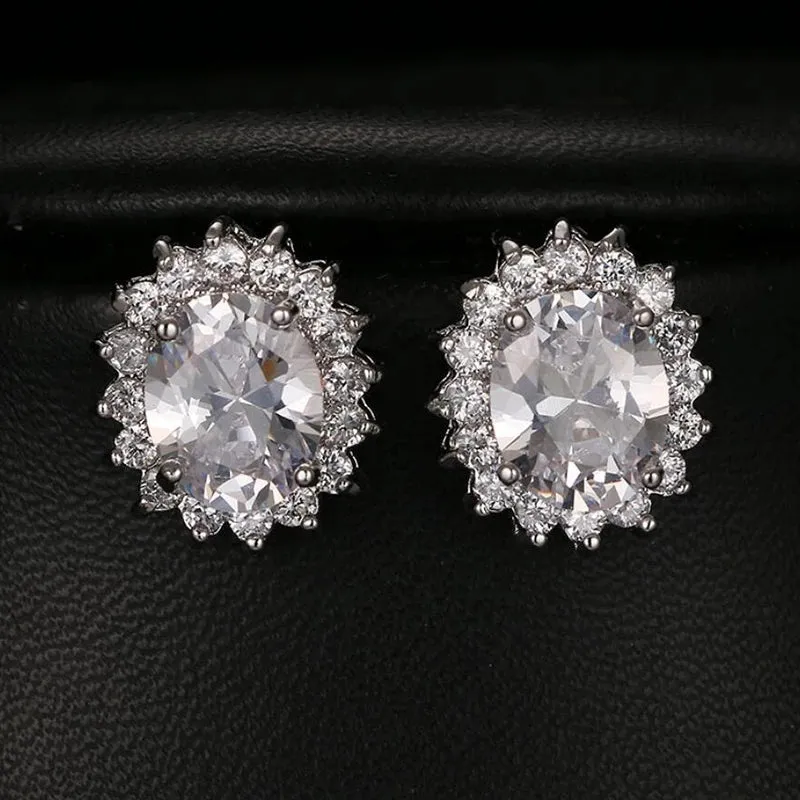 Stylish CZ Crystal Flower Style Stud - 4 colors