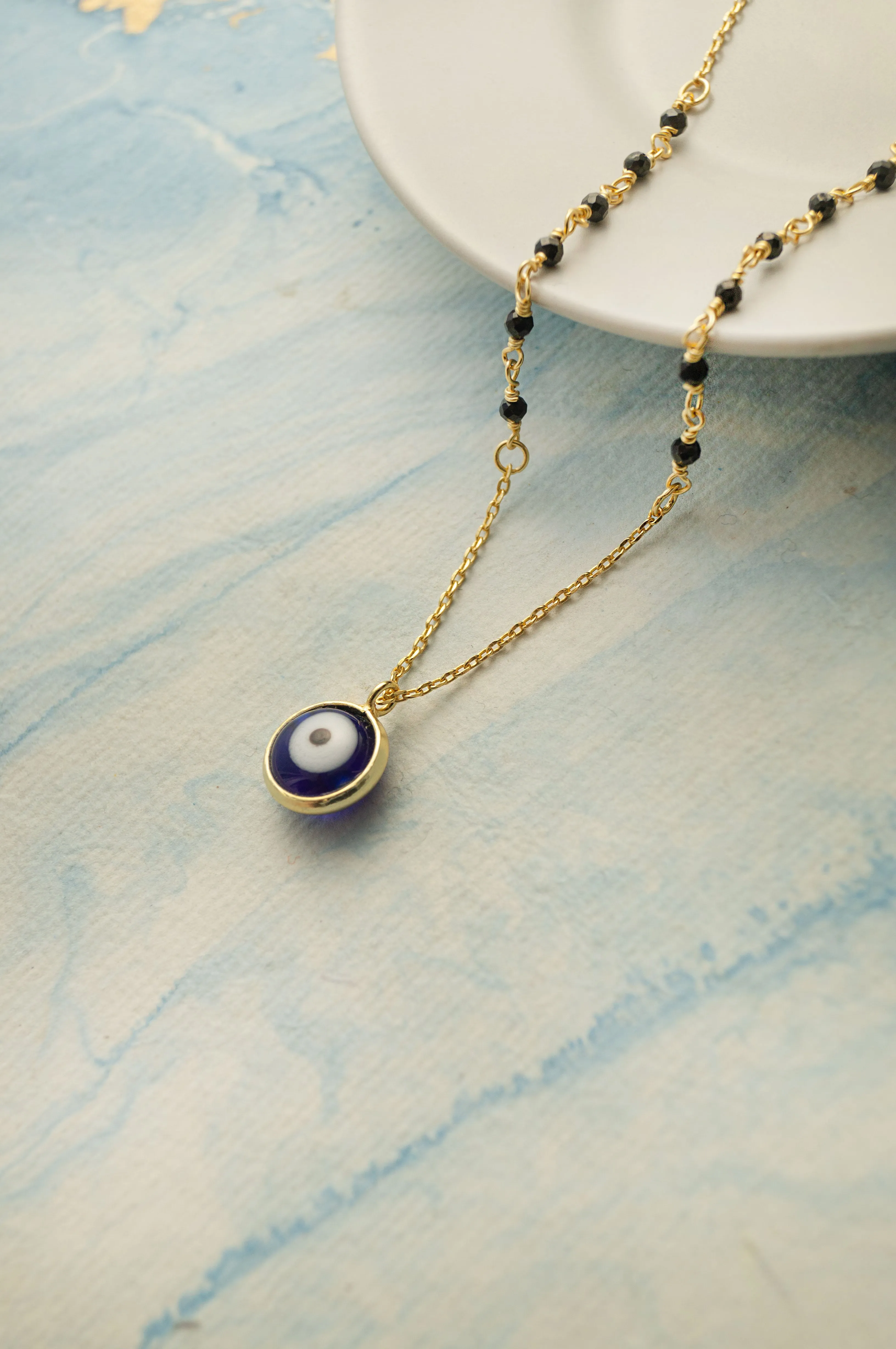 Stylish Evil Eye Gold Plated Sterling Silver Mangalsutra Necklace