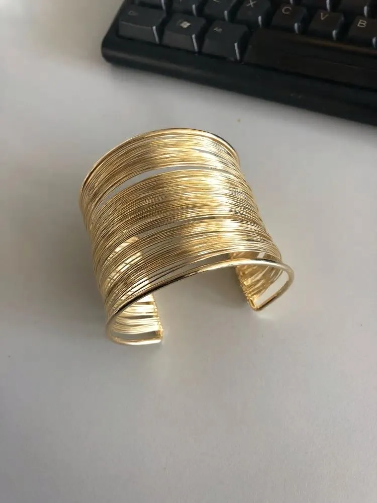 Stylish Golden Wires Cuff Bangle Bracelet