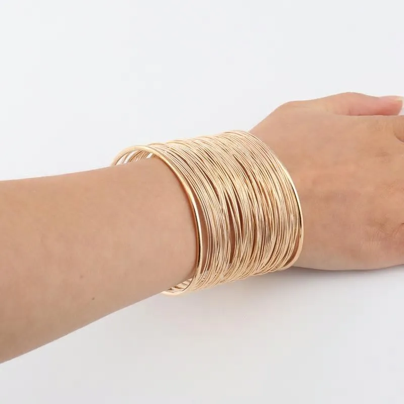 Stylish Golden Wires Cuff Bangle Bracelet