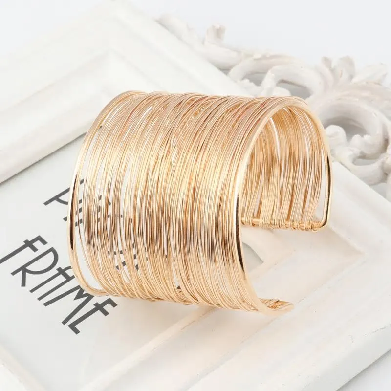 Stylish Golden Wires Cuff Bangle Bracelet