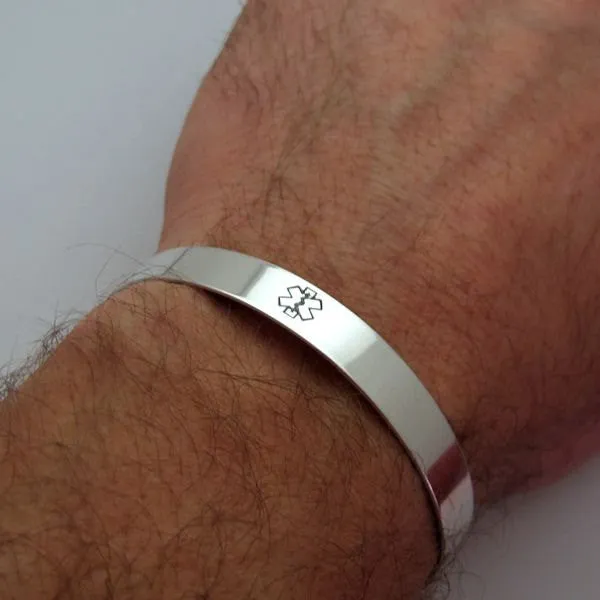 Stylish Medical Alert Bracelet - Custom Allergy Cuff Bracelet