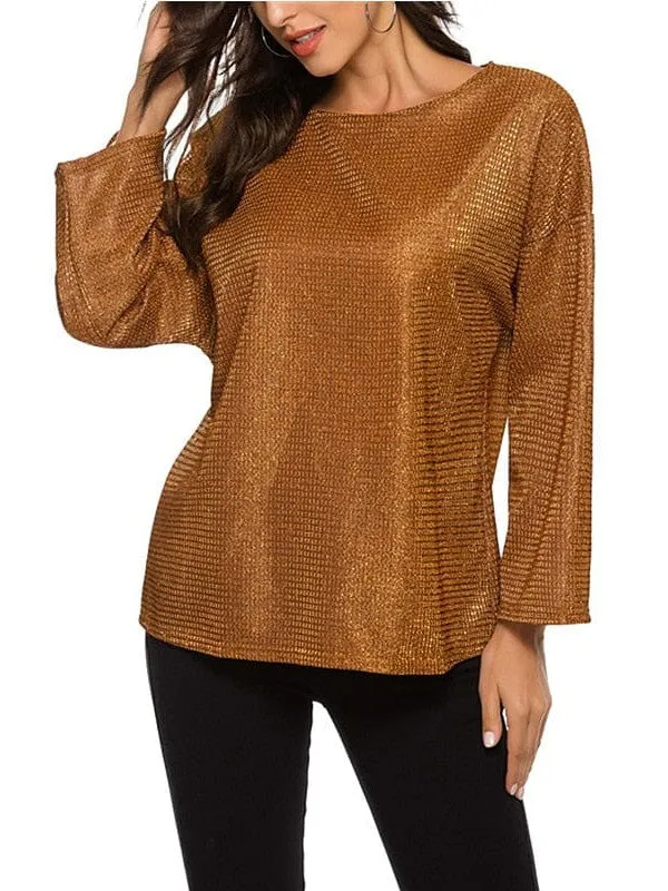 Stylish Women's Sequin Embellished Fleece Blouse