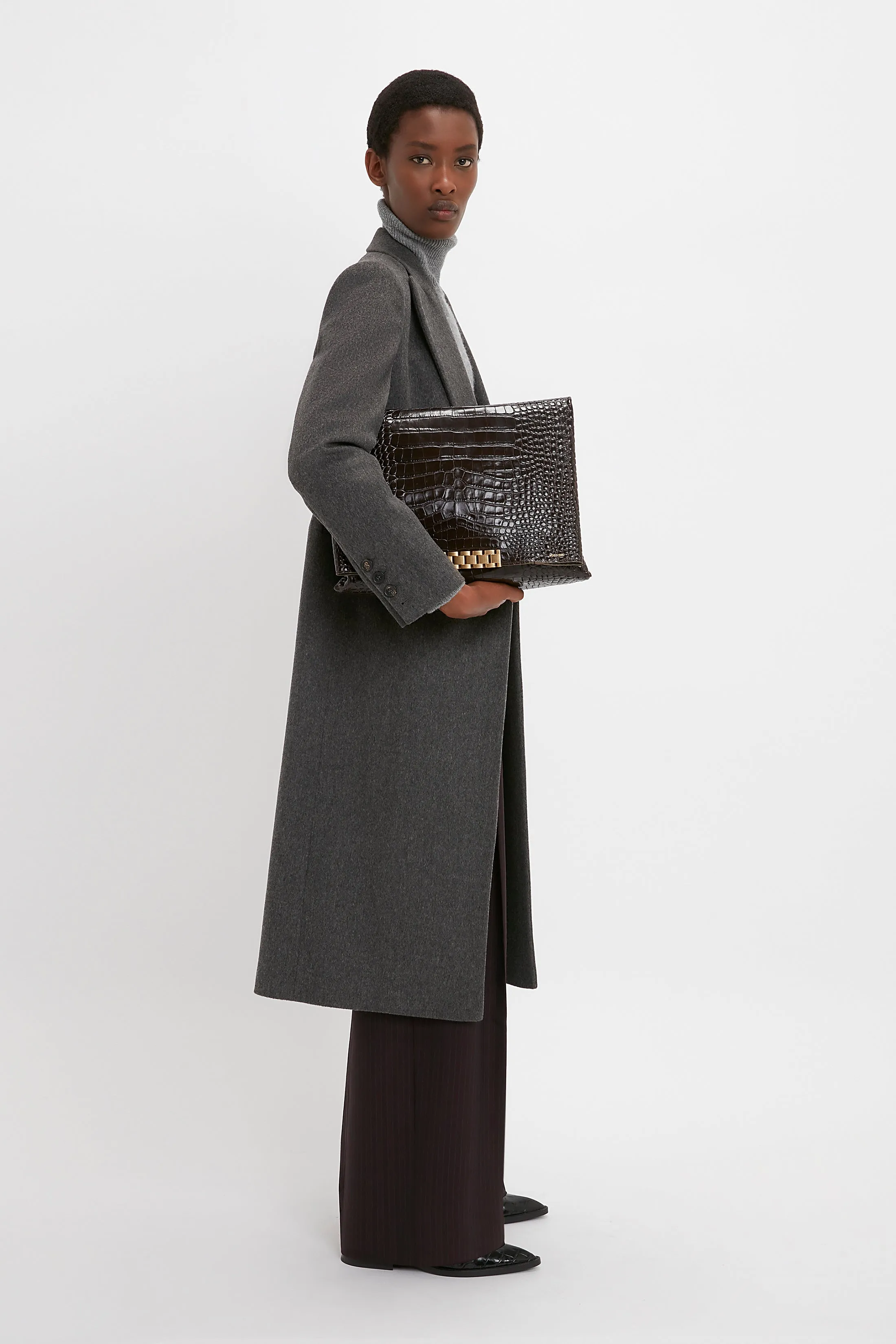 Tailored Slim Coat In Grey Melange