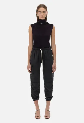 Velvet Jersey Sleeveless Turtleneck / Black