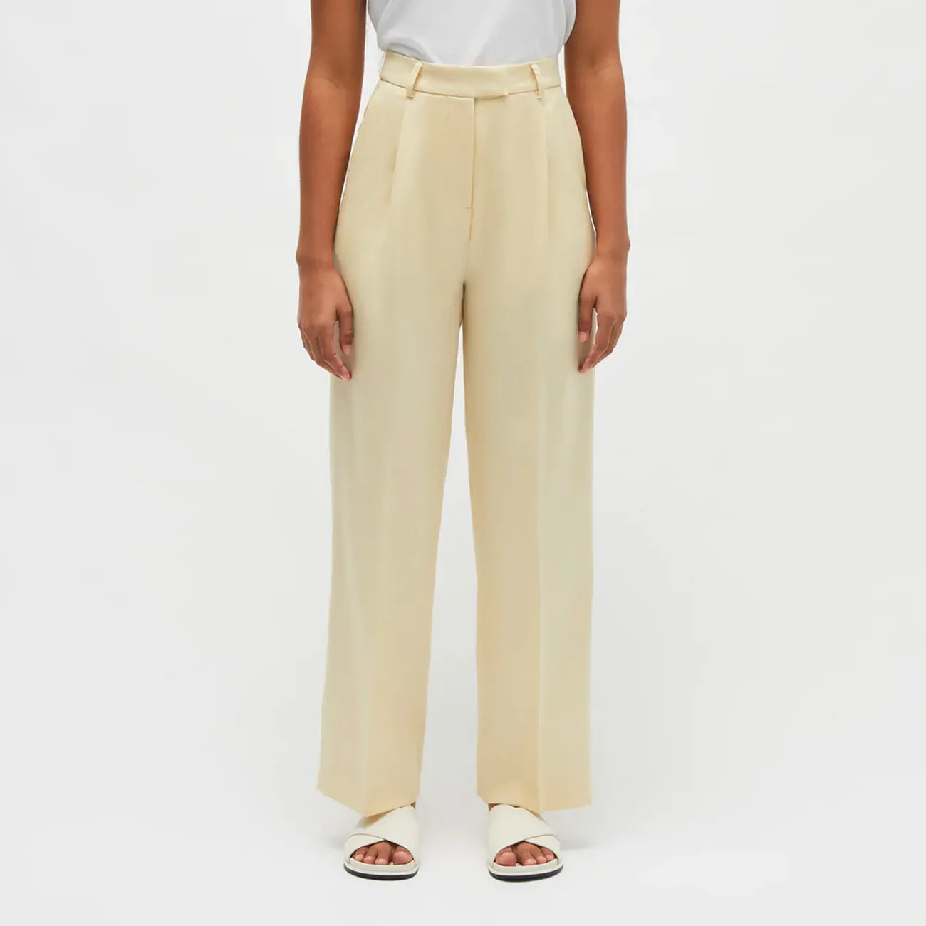 W DARIA WOOL TAILORED TROUSER LEMON