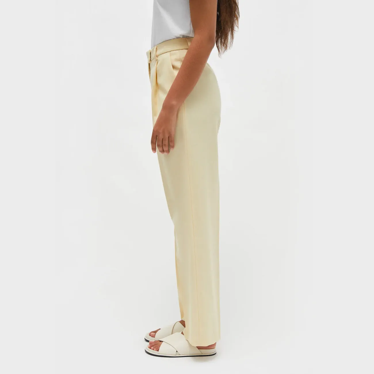 W DARIA WOOL TAILORED TROUSER LEMON